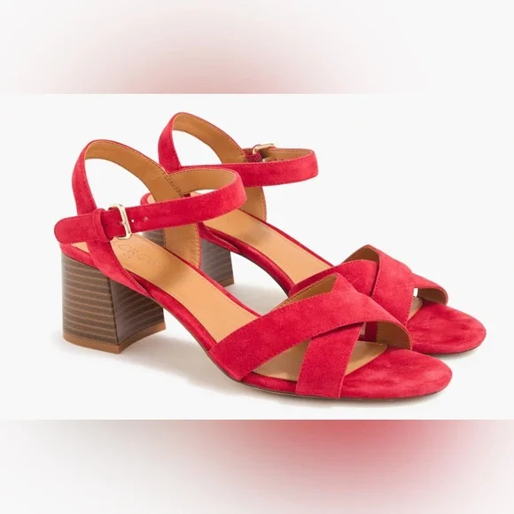 Crew Factory Shoes J Crew Factory Red Suede Low Blockheel